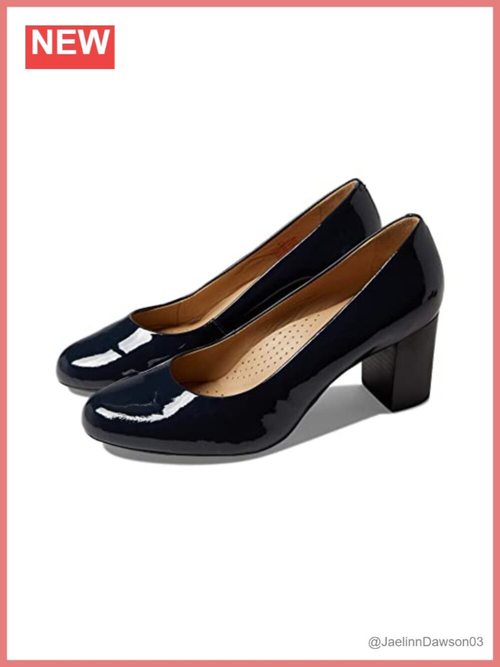 Women's Leather Pumps Slip-On with Cushioned Insole and Block Heel